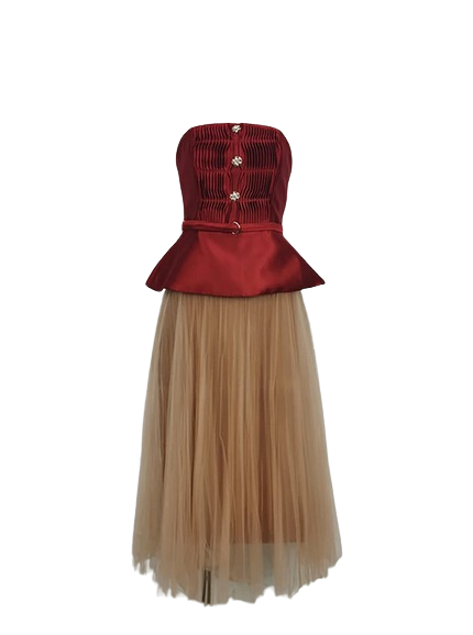 Red bustier elegant - mesh skirt cielie